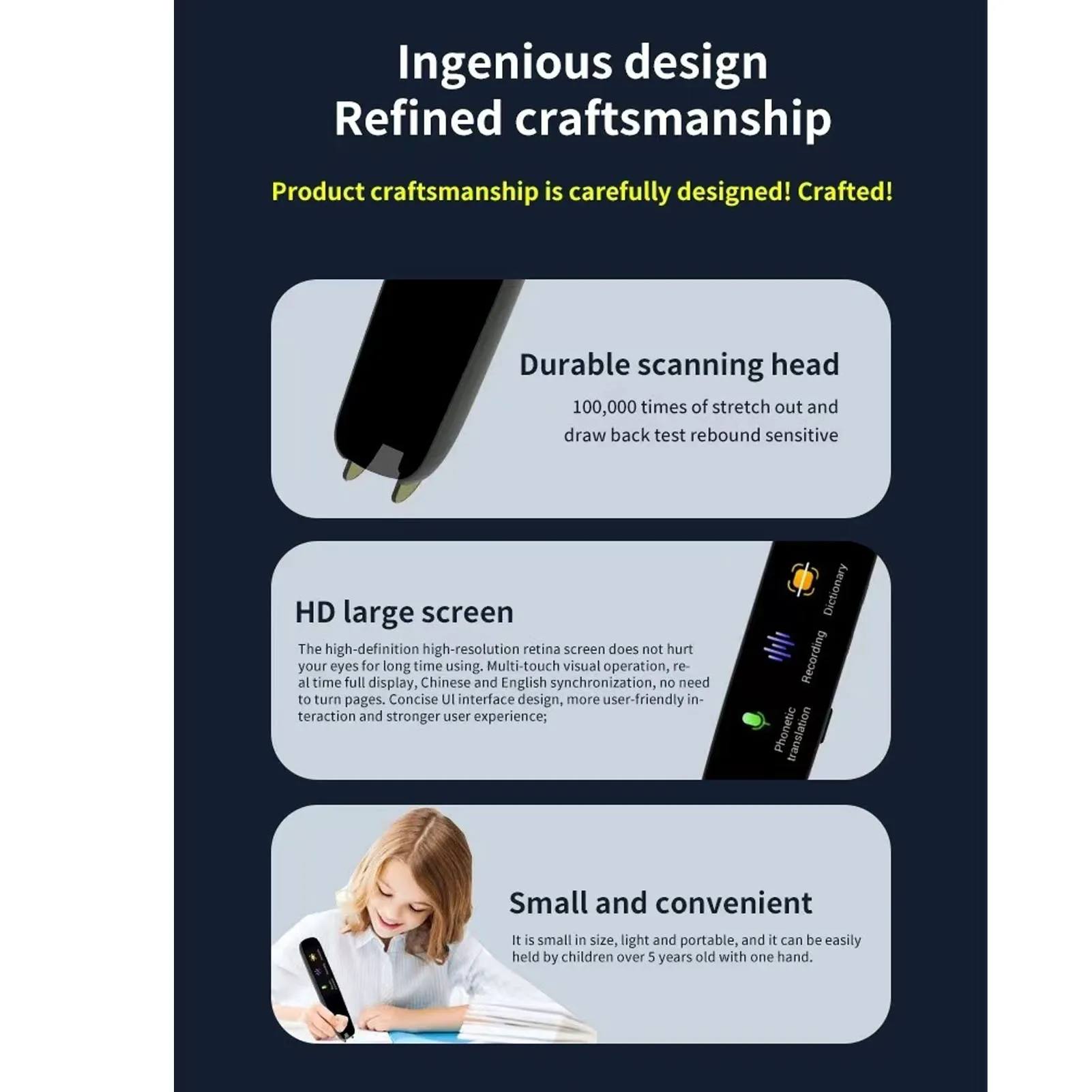 【جديد】قلم مترجم مسح A6S قاموس إلكتروني متعدد ترجمة صوتية 112 لغة مسح مترجم للسفر