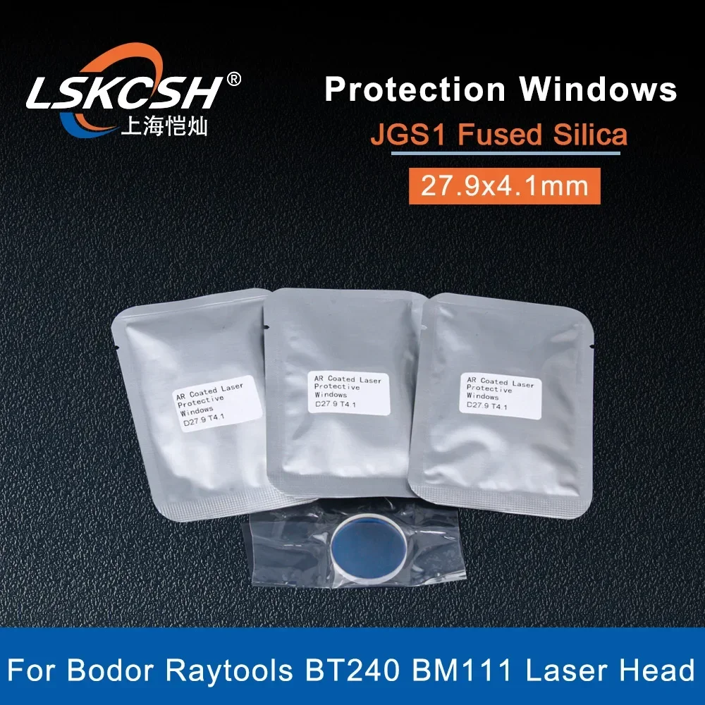 LSKCSH 100pcs/lot Fiber Laser Lens Protective Windows 27.9x4.1 Fiber Laser WSX Raytools Bodor PR BT220 BT240 BM111 Laser Head