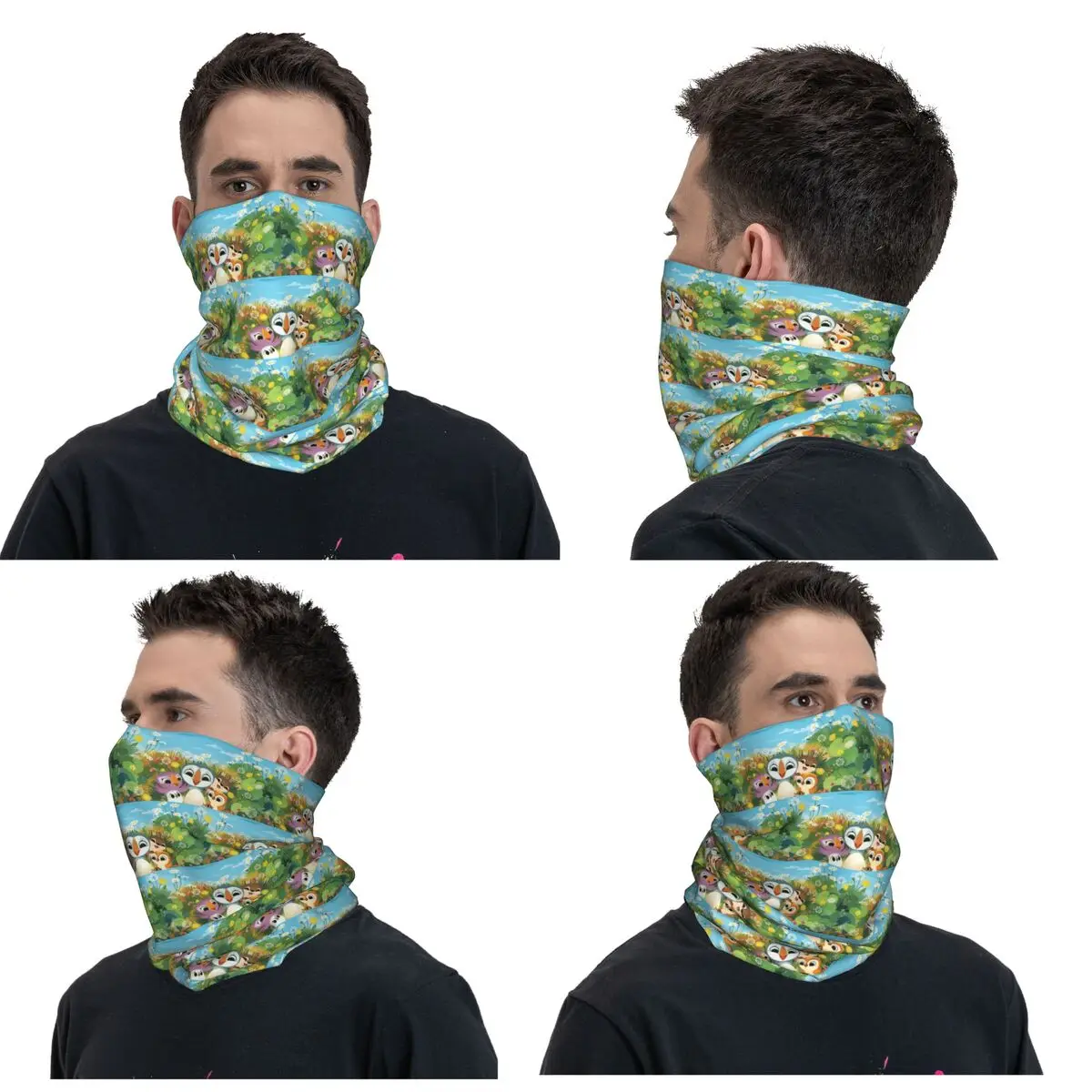 

Puffin Rock Cartoon Bandana Neck Cover Printed Mask Scarf Warm Balaclava Unisex Adult Windproof