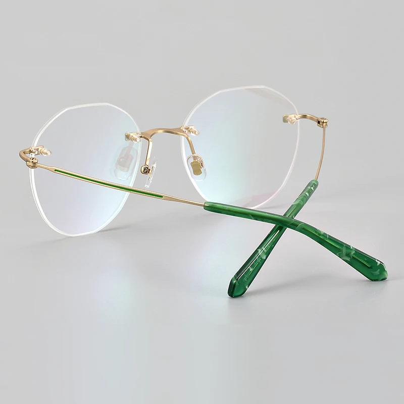 Top quality Rimless Frames can be Customized Degree Oval Pure Titanium HPT074 Handcrafted Classic  Aesthetic Personalized Frames