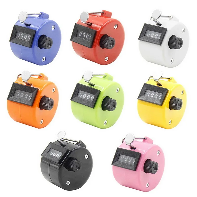 4 Digit Number Counters Hand Clicker Manual Counting Tally Clicker Timer Soccer Golf Counter Digital Tally Counter