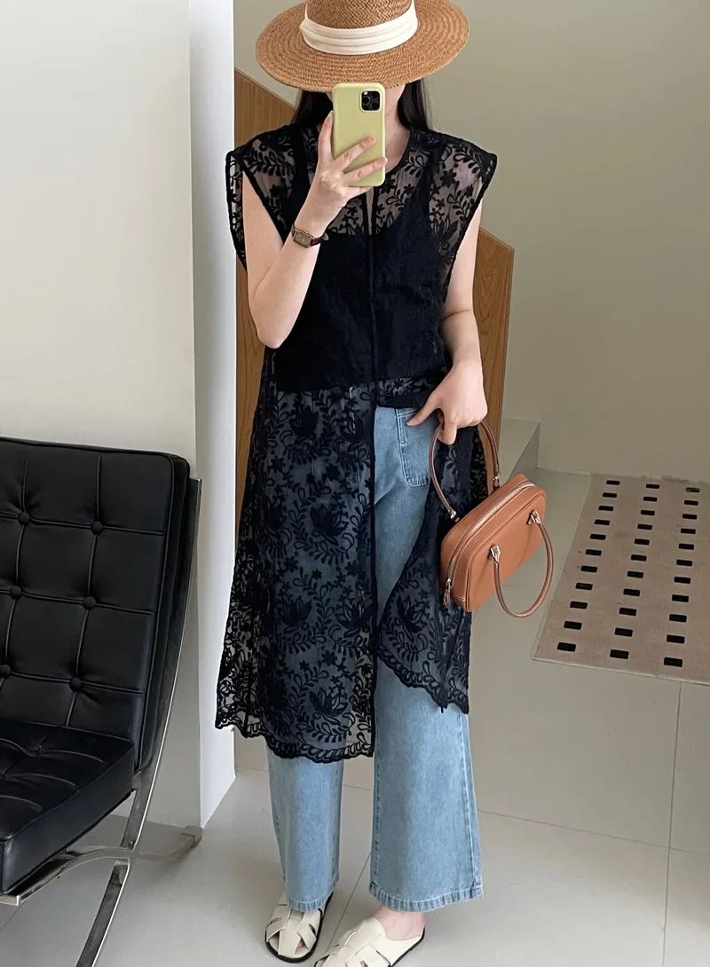 Vestido retrô de renda jacquard feminino, fundo oco, capa em camadas de alto grau, primavera, verão, novo, CT2391, 2024