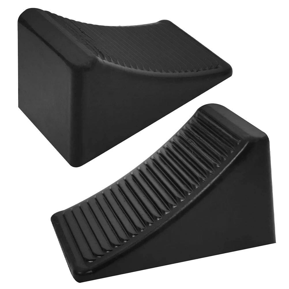 

2pcs Wheel Chocks Rubber AntiSlip HeavyDuty Car Rv Trailer Vehicle Stoppers Triangular Slope Design Front Rear Use