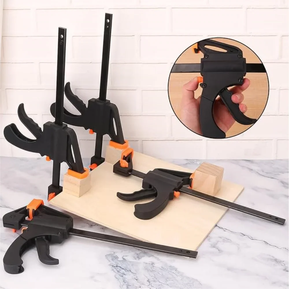 1Pc/5Pcs 4 Inch Mini F Clamp Woodworking Locator, Nylon & Metal Fixed Clamp, Hand Tool for Wooden Board Positioning