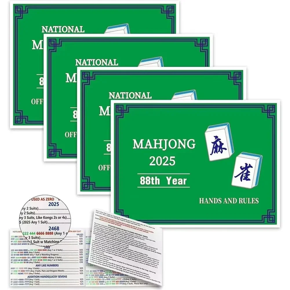 2025 Mahjong Scorecard Rules Card  Casual Mahjong Hand Game Scorecard  4pcs Standard Rules Mahjong Hand Cards