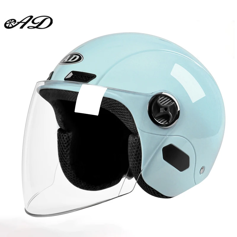 AD Motorcycle/Battery Car Helmet Men\'s And Women\'s Single Lens Visors Cute Half-helmet Summer Seasons Lightweight Safety Helmet