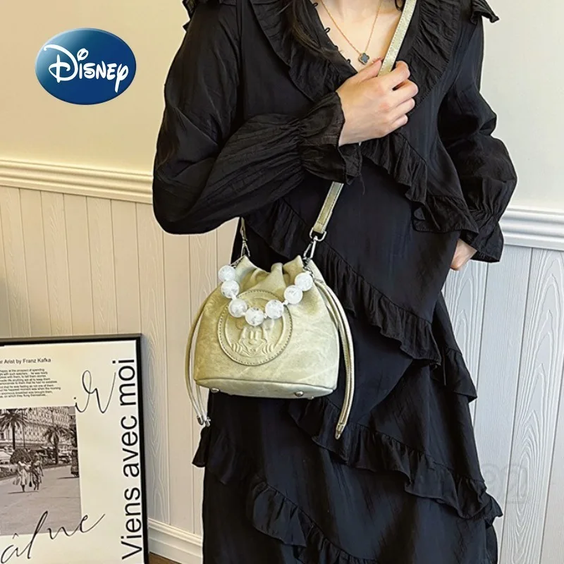 Disney Mickey New Women's Shoulder Bag Cartoon Cute Mini Fashion Trend Women's Handbag High Quality Casual Mini Bucket Bag