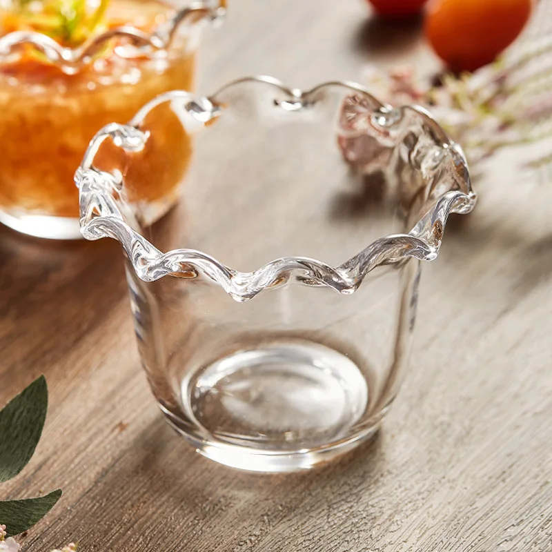 

Glass Flower Lace Bowl Dessert Bowl Fruit Salad Ice,cream,oats and Yogurt Bowl Kitchen Utensils Glass Cup