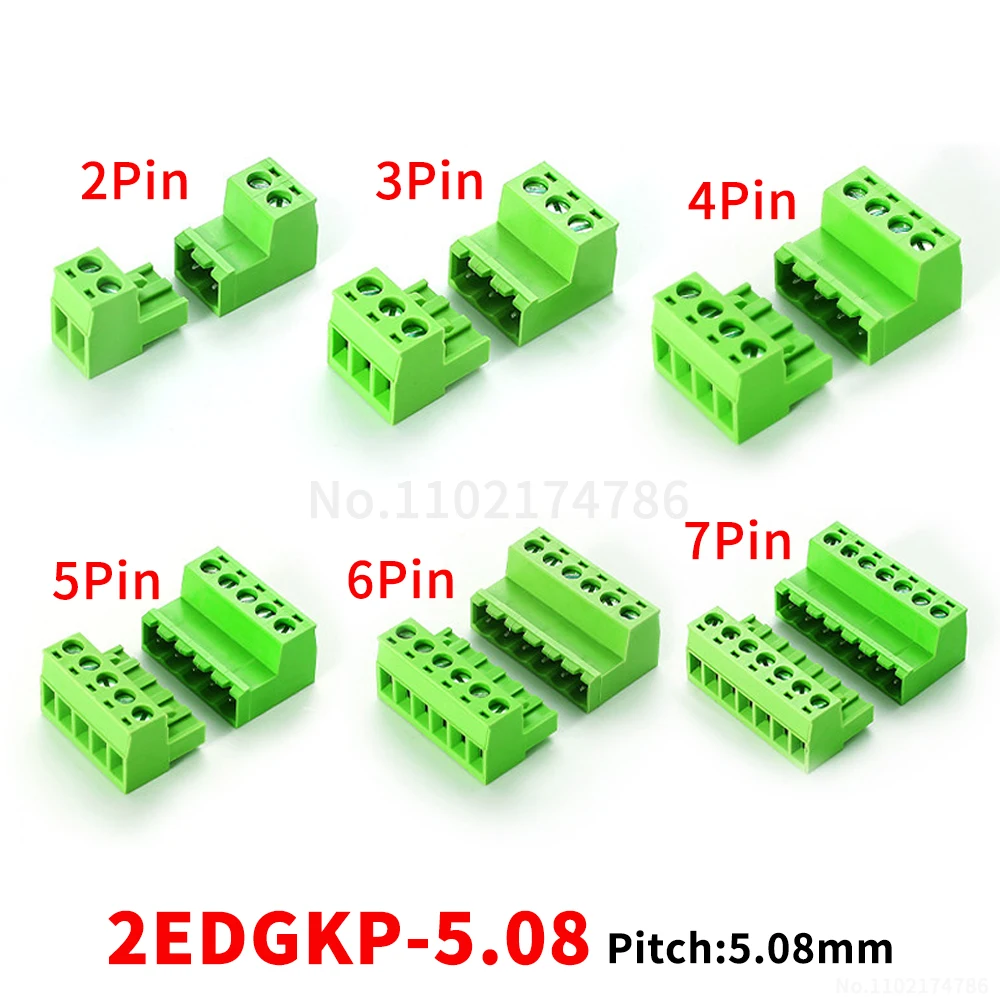 (1 Set) 2EDGKP (2EDGK + 2EDGRK) - 5.08 mm solderless plug-in terminal blocks plugs and sockets 2P–24P  15EDGK 15EDGRK 5.08