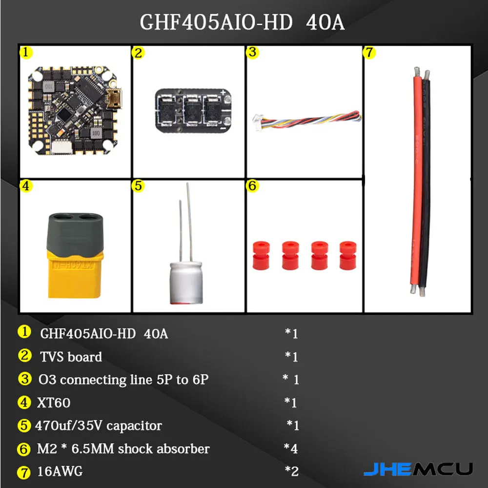 JHEMCU Jinhang GHF405AIO-HD Crossover Aircraft 40A Flight Control F405 Toothpaste Machine PFPV Electric Adjustment 2-6s
