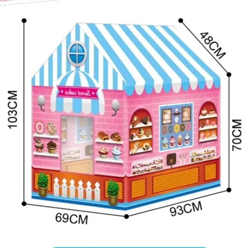 Children Foldable Candy House Tent Kids Pretend Shopping Game House Indoor Outdoor Parent-child Cosplay Toy Tent Portable Tent