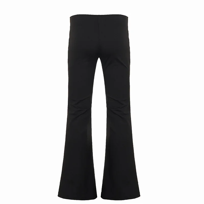 retro court style fashionable pleated double breasted decorative pants fashionable micro flared pants for women