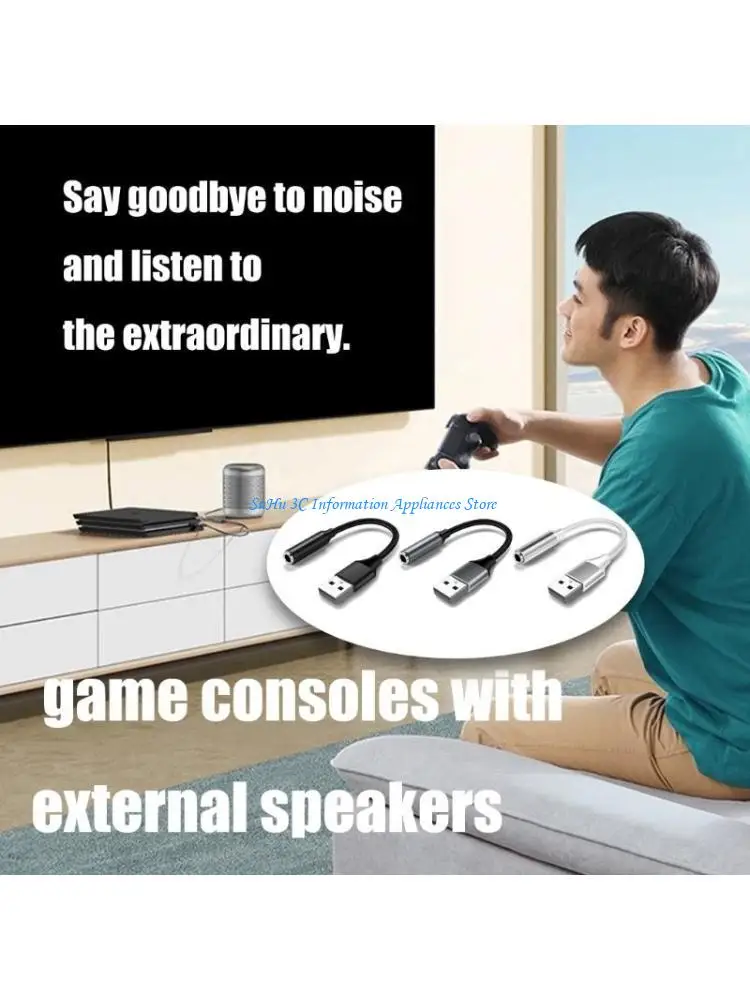 

Fast Speed USB 3.5mm Auditory Adapter Cable Enhances Connectors HiFi Sound