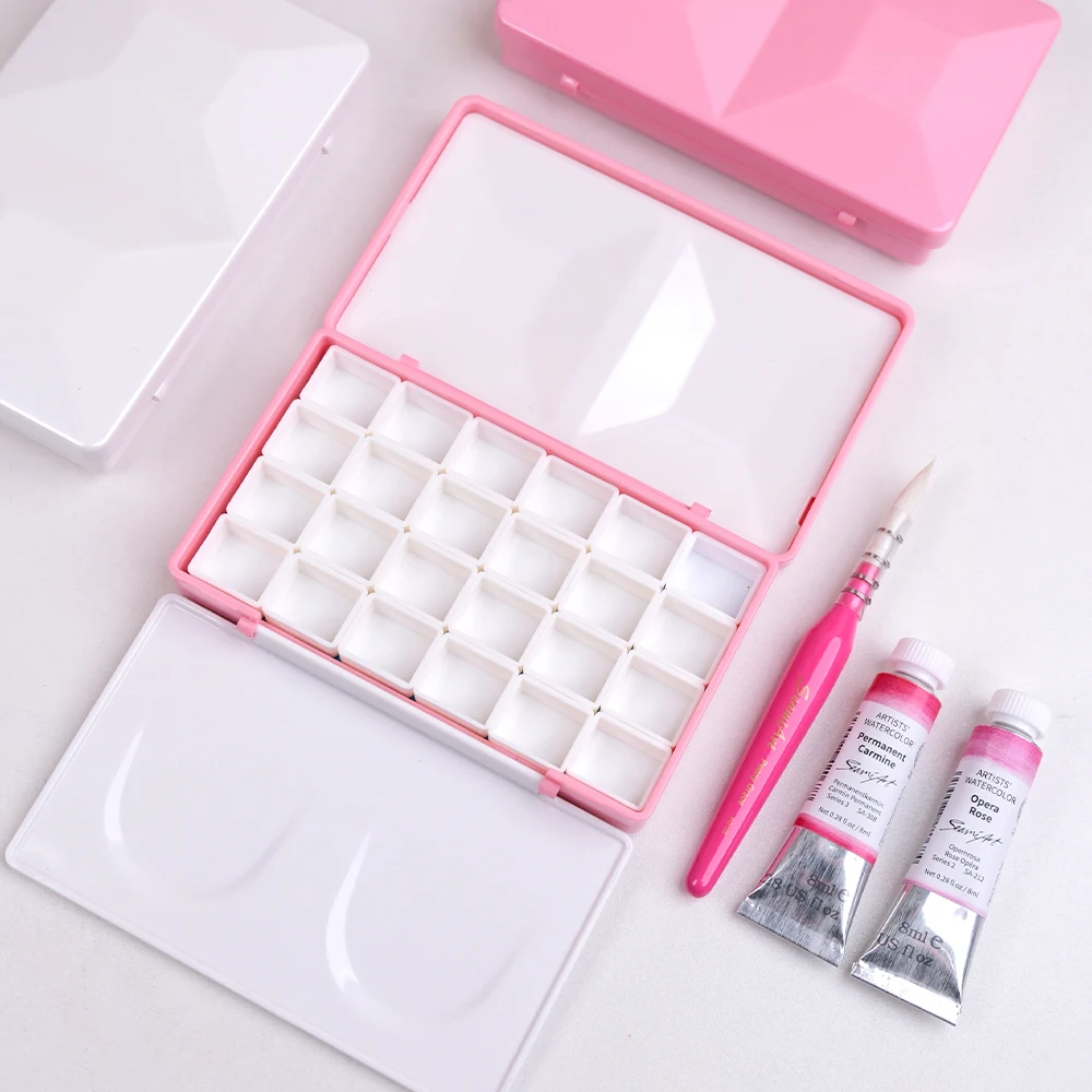 SeamiArt 1pc Imitation Enamel Diamond Painting Box Travel Case Palette with Magnet Half Pans for Watercolor Paint Subpackage view 4