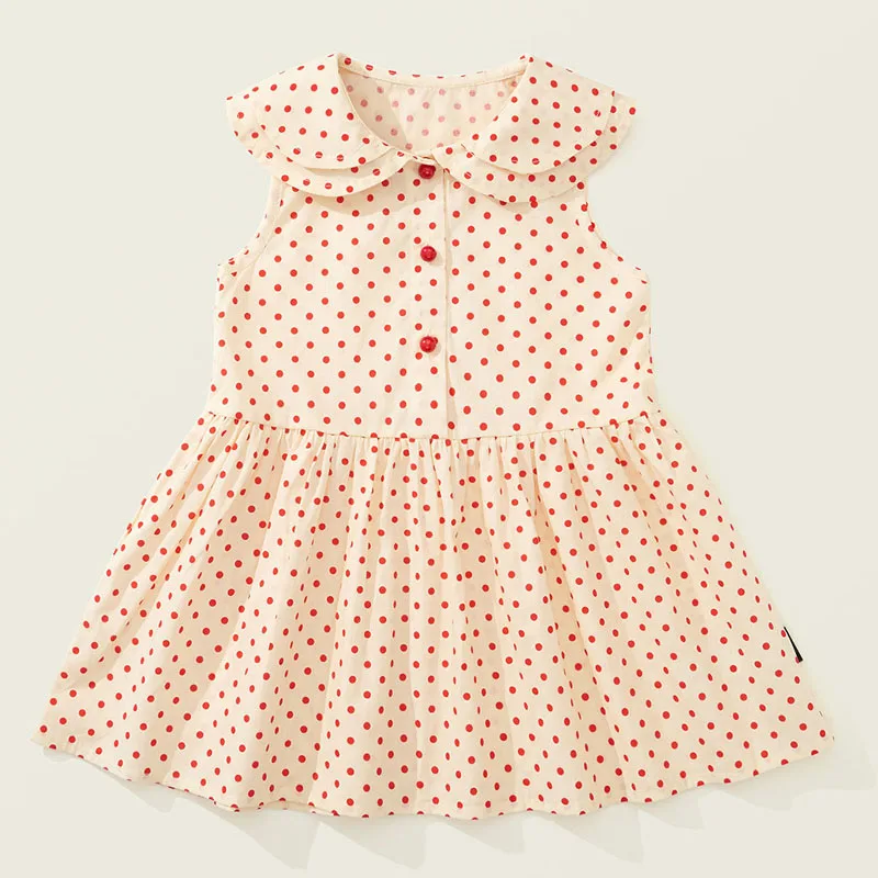 

Summer Girls Dresses Korean Cute Doll Collar Dot Sleeveless Cute Princess Toddler Birthday Dress Boutique Kids Clothing B058