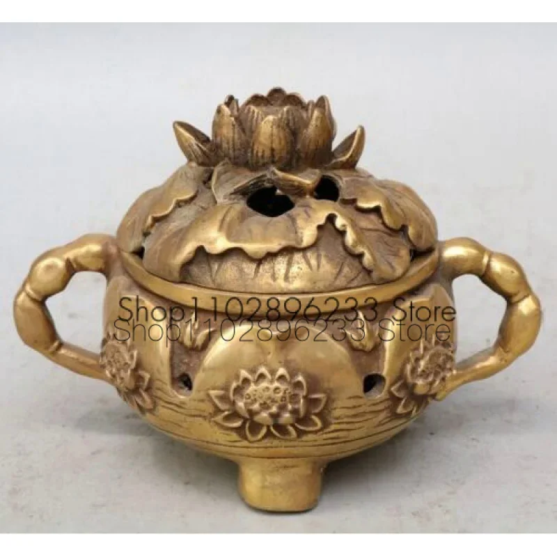 

Chinese Fengshui copper ware brass Lotus Incense burner