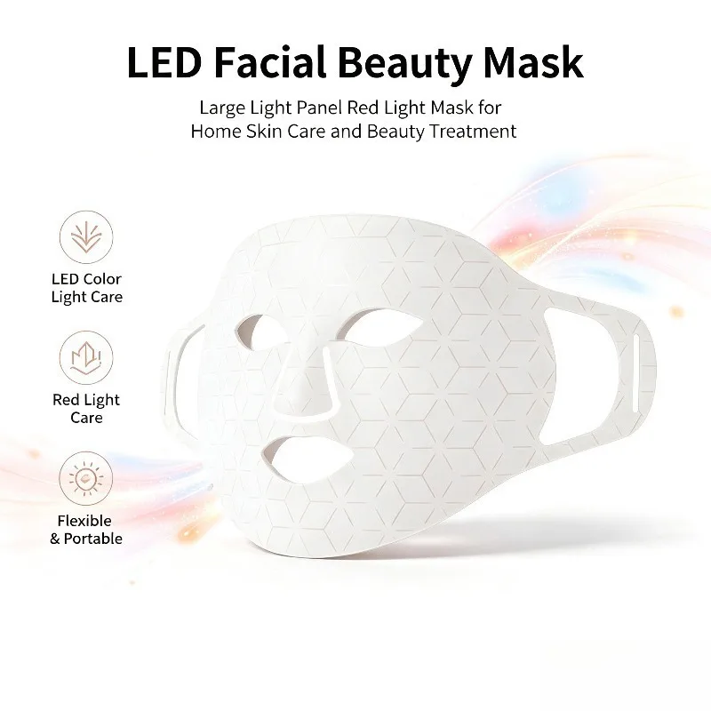 LED Beauty Mask with Neck Coverage Red Light Facial Skin Care Mask Home Use Photon Beauty Instrument