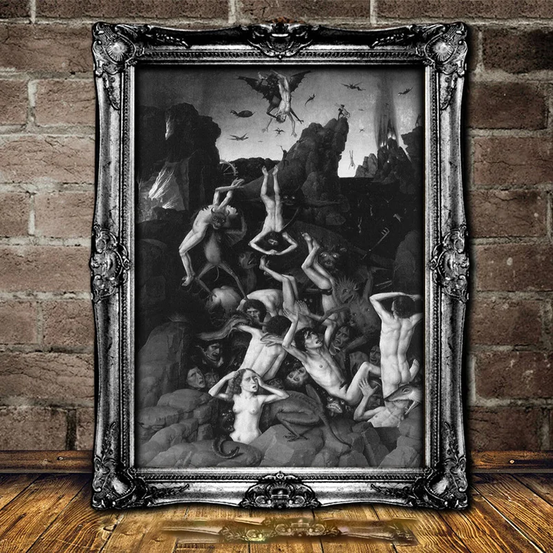 Devil In Hell Poster Demonic Art Occult Demonology Satanic Art Satan In Hell Sinner Wall Picture Canvas Painting Room Home Decor