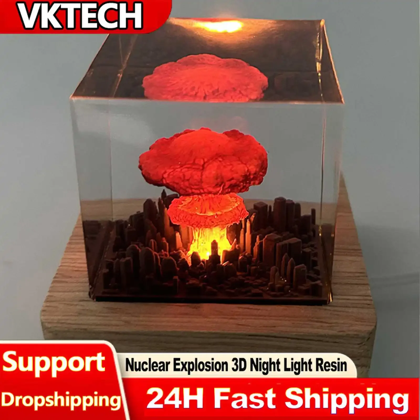 Handmade Original Atomic Bomb Nuclear Explosion Mushroom Cloud Lamp Resin Lava Lamp USB Night Light Creative Crafts Model Decor