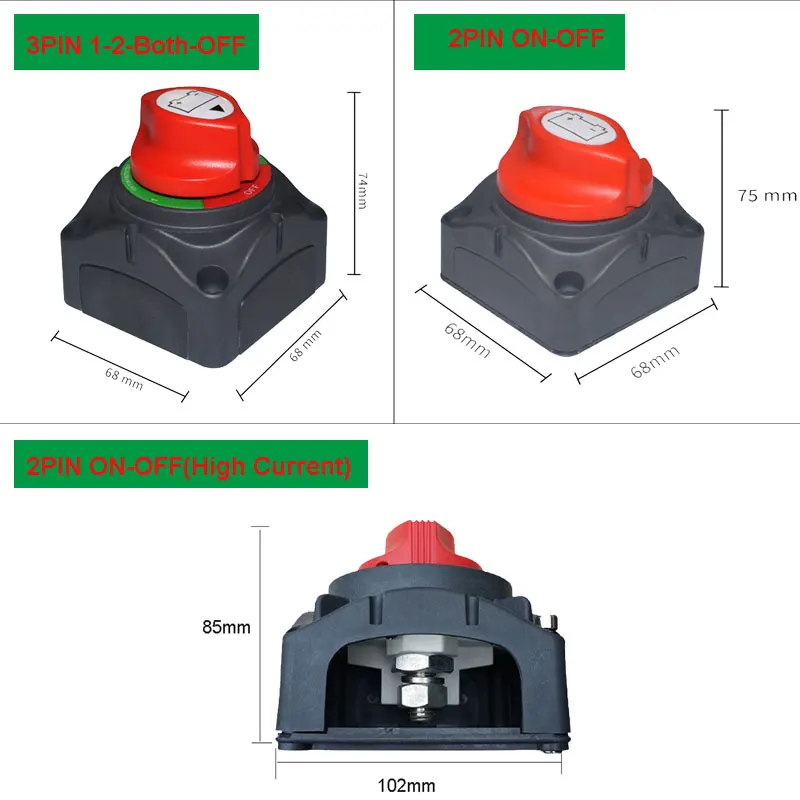 Dual Battery Isolator Switch 2 And 3 Position Automotive Marine  Disconnect Switch CUT ON-OFF Rotary Switch For 12V-48V Yacht RV