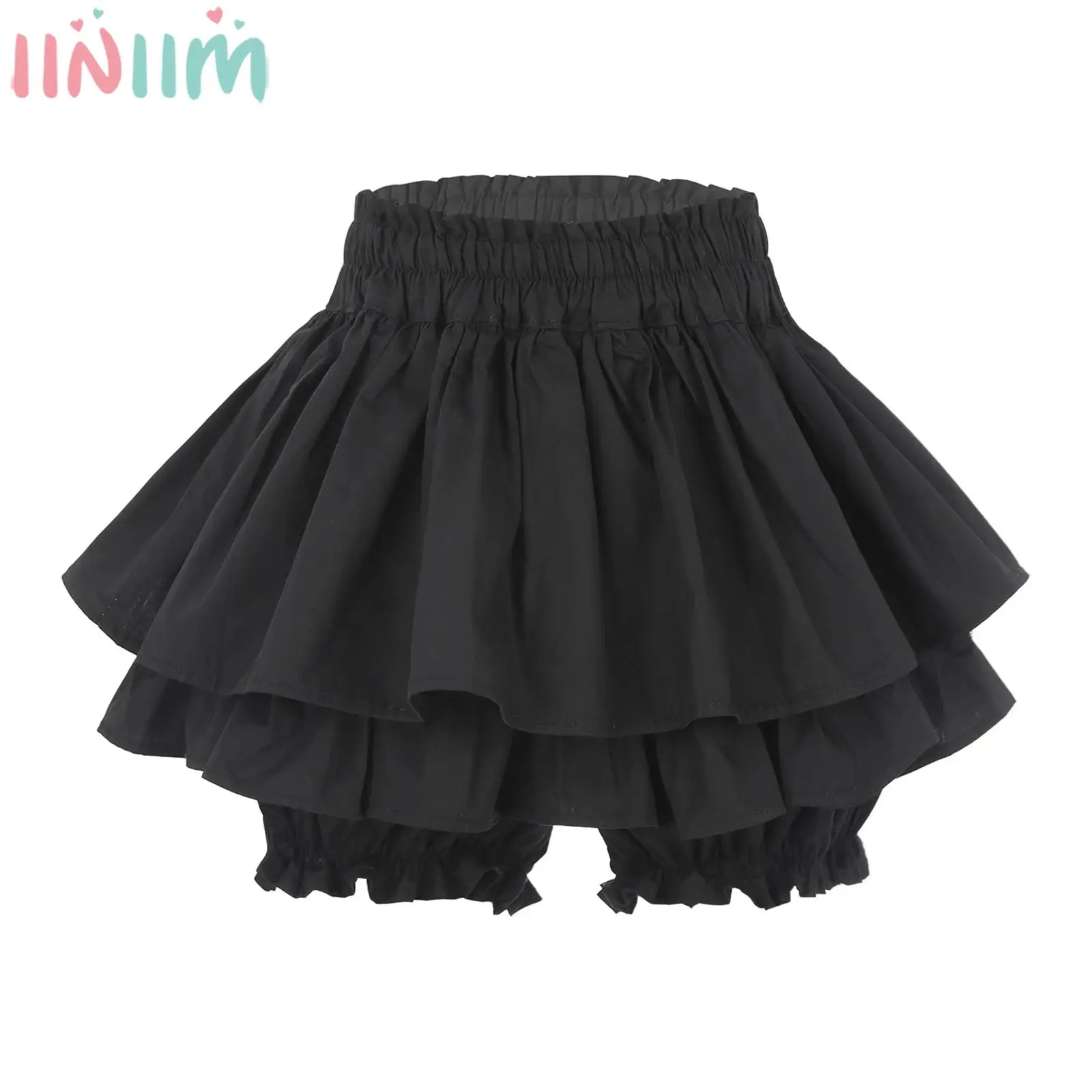 Kids Girls Vintage Victorian Renaissance Petticoat Culotte Ruffled Layered Lolita Shorts Skirt Pantaloons for Daily School Party