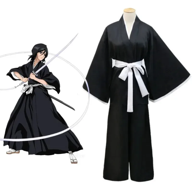 

Аниме Death Bleach кимоно косплей костюм Kuchiki Rukia Queen R одежда на Хэллоуин японская униформа самурая