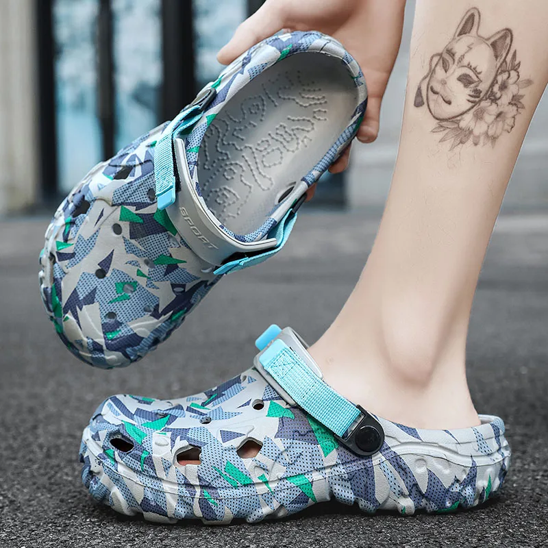 Plus Size 47 Summer Men Sandals Light Soft EVA Men's Hole Shoes Outdoor Slippers Home Garden Clogs Male Beach Flats Slides
