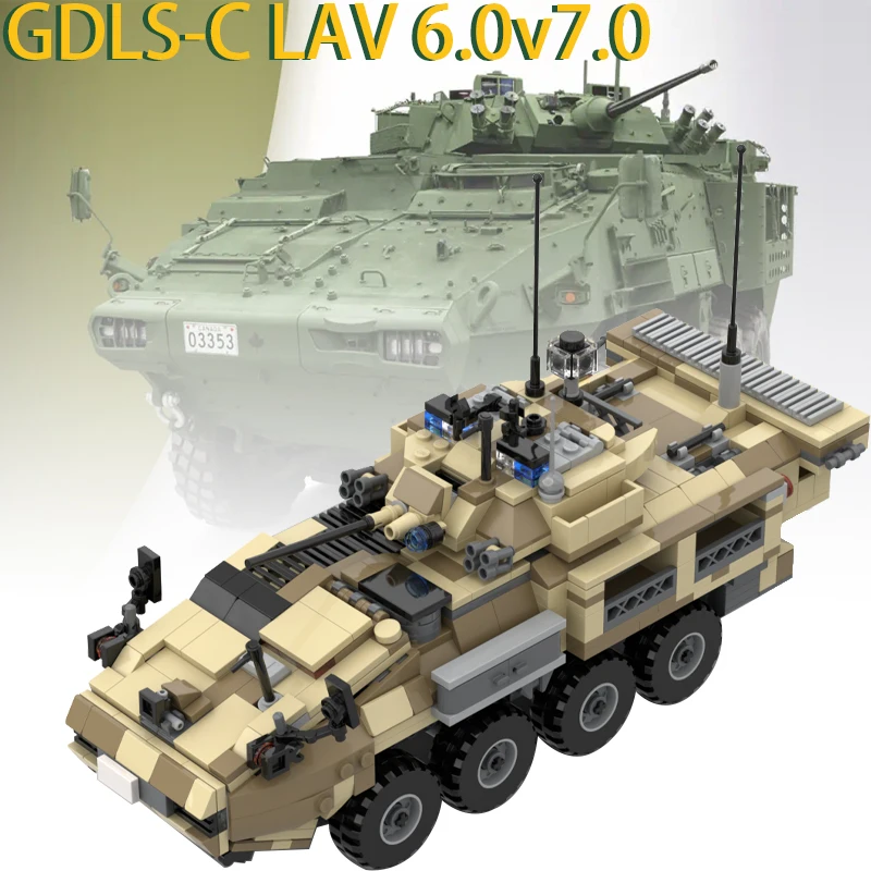 MOC Modern Canada Army Soldier Vehicle GDLS-C LAV 6.0v7.0 Mini Model Bricks Special Force Armored Car Building Blocks Toys Gifts