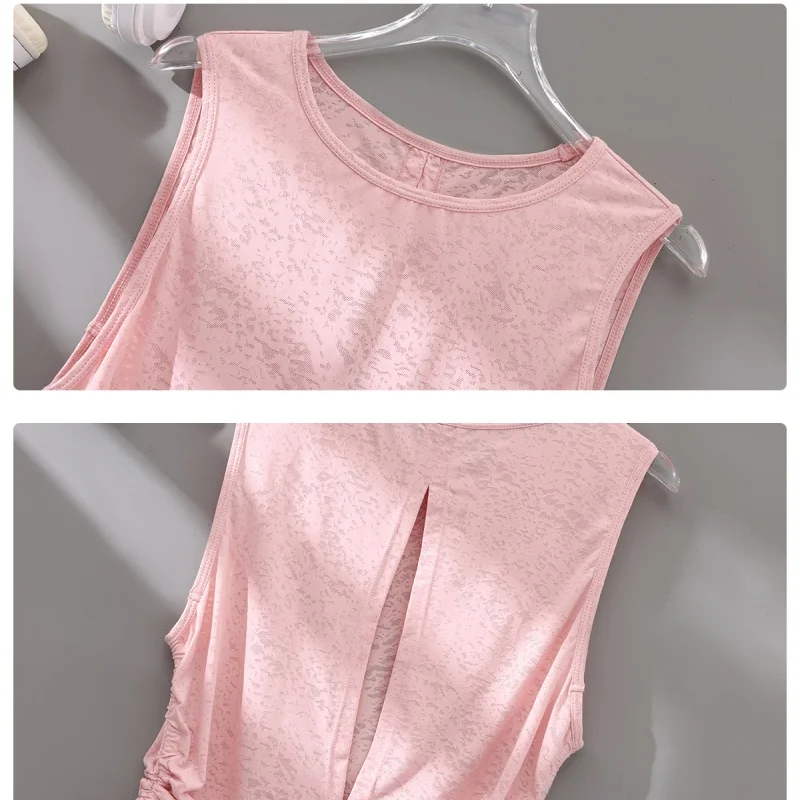 DRUR Canotta da yoga da donna con volant laterale Top estivo leggero ad asciugatura rapida T-shirt da allenamento senza maniche Abbigliamento da palestra Abbigliamento sportivo