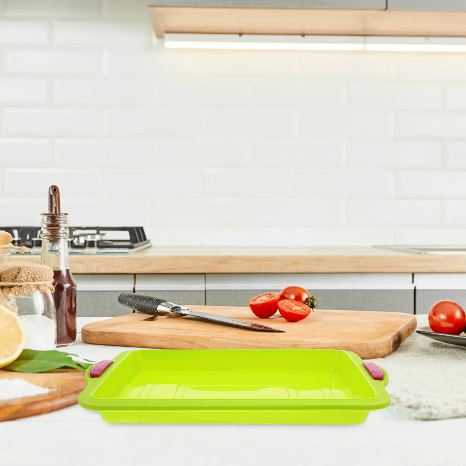 

Thickened Baking Tray Silicone Cake Dish Heat Resistant Easy Clean Baking Plate For Home Kitchen Bakery Use Green