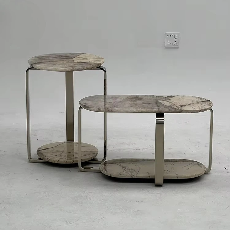 Coffee Table Set Luxury High-end Marble Top Coffee Table Set High Quality Living Room Furniture for Apartment and Hotel