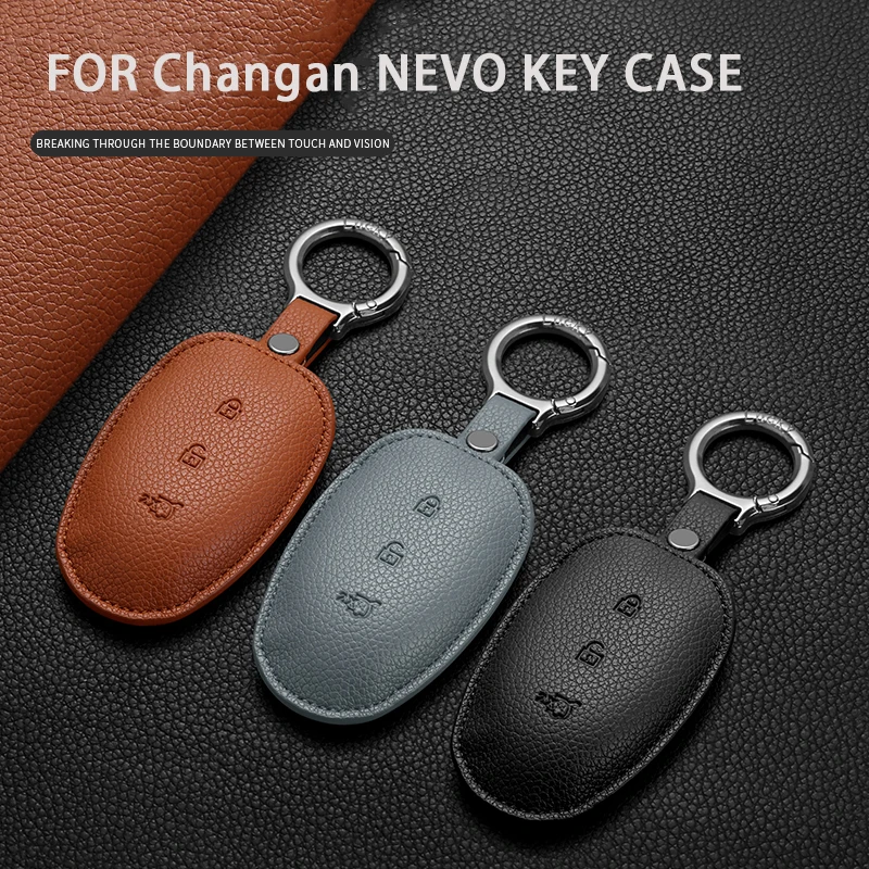 

3 Buttons Leather Car Remote Key Case Shell For Changan Qiyuan NEVO Anti-Scratch Car Key Protective Cover Decorative Accessories