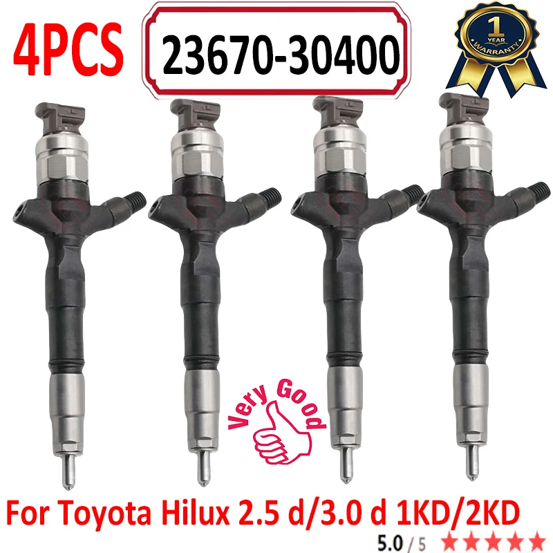 

4 PCS 23670-30400 NEW DIESEL FUEL INJECTOR 2367030400 Common Rail Nozzle 23670 30400 For Toyota Hilux 2.5 d/3.0 d 1KD/2KD ORLTL