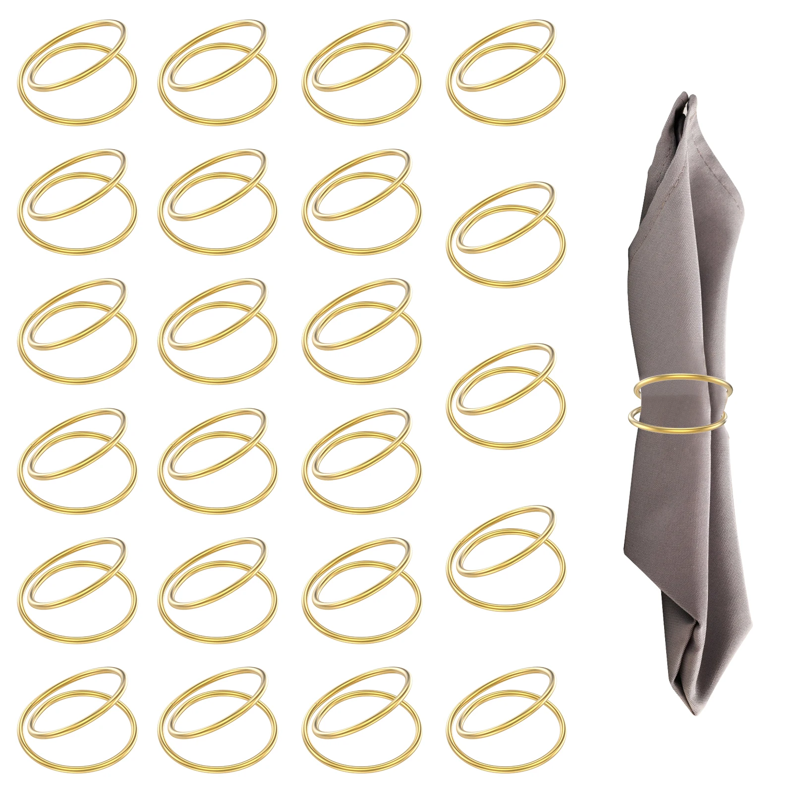 

24Pcs Luxury Gold Napkin Ring Holder Decorative Dinner table Serviette Buckle For Home Christmas Wedding Party Banquet Supplies