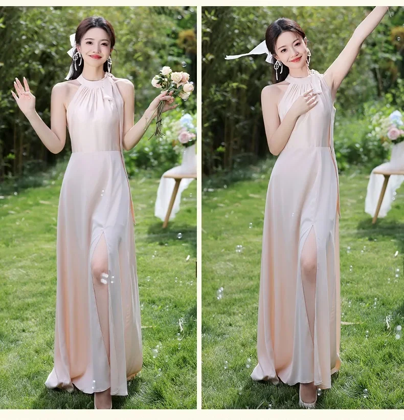 Elegante Brautjungfernkleider, Champagner, Spaghetti, trägerlos, Abschlussball, Cocktailkleid, Brautjungfernkleider, Kleid der Trauzeugin