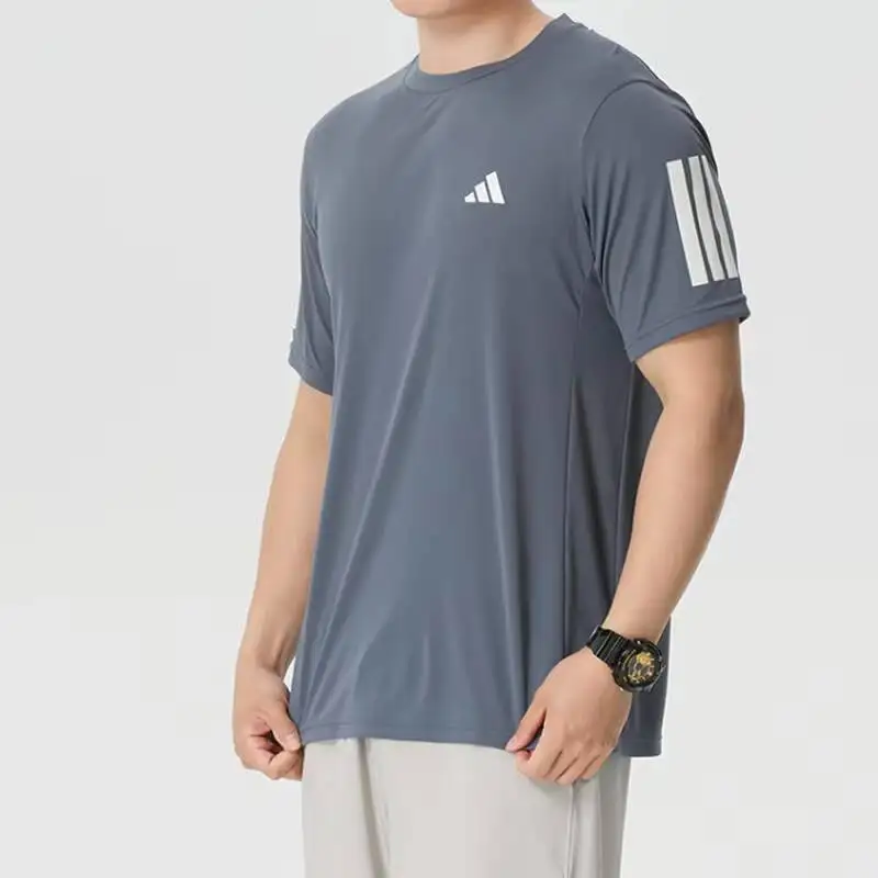 

new Adidas 2026 Summer Quick-Dry Short Sleeve T-Shirt 3-Stripes Crew Neck Sports Top KU8731