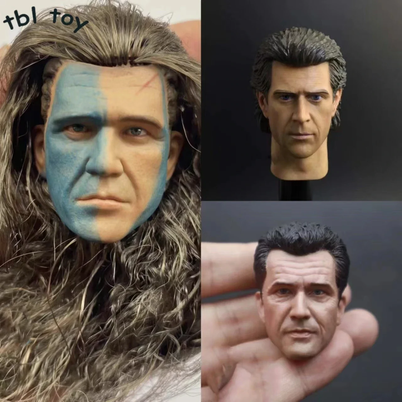 1/6 Scale Brave Heart Male Solider Head Played Mel Gibson Head Carving Model for 12in Action Doll Toys