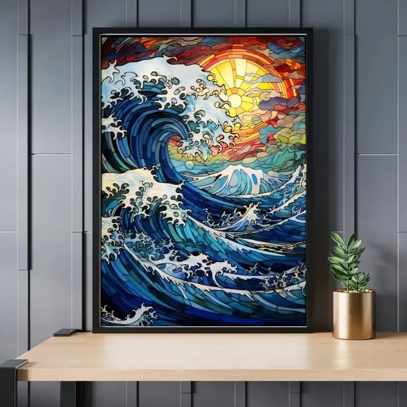 300-1000 ชิ้นกระดาษปริศนากระจกสีคลื่นใหญ่ชุดปริศนาจิ๊กซอว์คุณภาพสูงครอบครัวสนุกกิจกรรมของขวัญที่สมบูรณ์แบบ