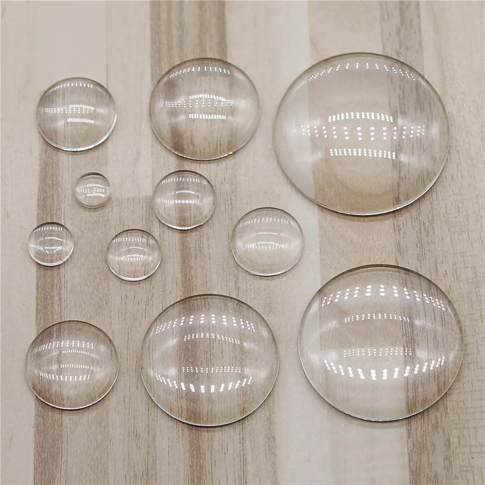 WYSIWYG Flat Back Clear Round Glass Cabochon Jewelry Findings & Components 8mm 10mm 12mm 14mm 16mm 18mm 20mm 25mm 30mm 35mm