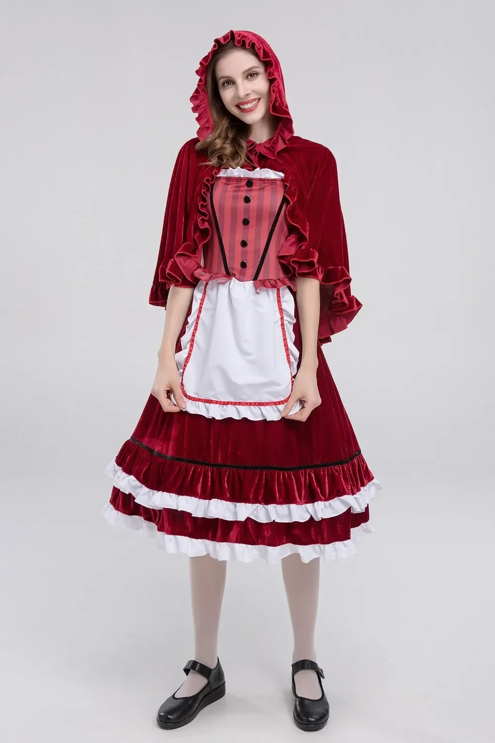 Rotkäppchen Kostüm Erwachsene Cosplay Kleid Party Nachtclub Cosplay Kostüm Dienstmädchen Kostüm Langes Kleid Umhang