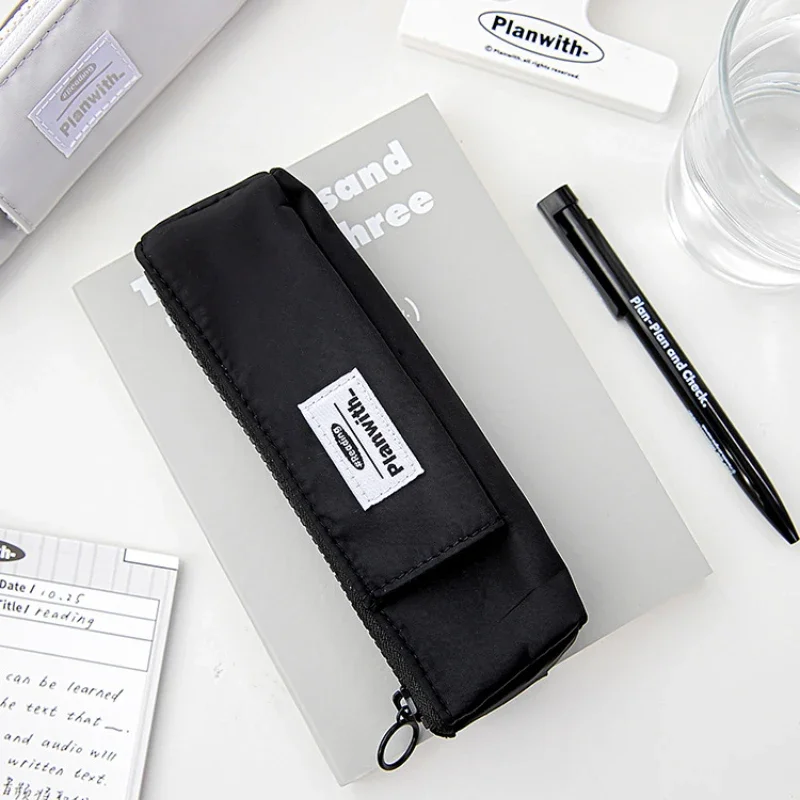 1 Piece Mini Pencil Pouch Simplicity Solid Color Series Pencil Case with Strap Small Portable Stationery Storage Bag Student