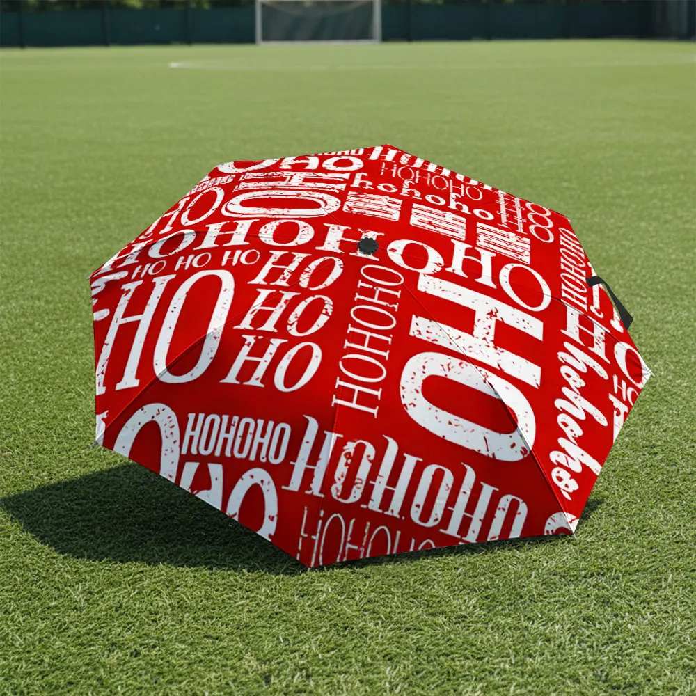 1P C Christmas-themed Umbrella in Front of Iconic Building Print 8 Iron Ribs Folding Umbrella Auto-Open Fashion Sunshade