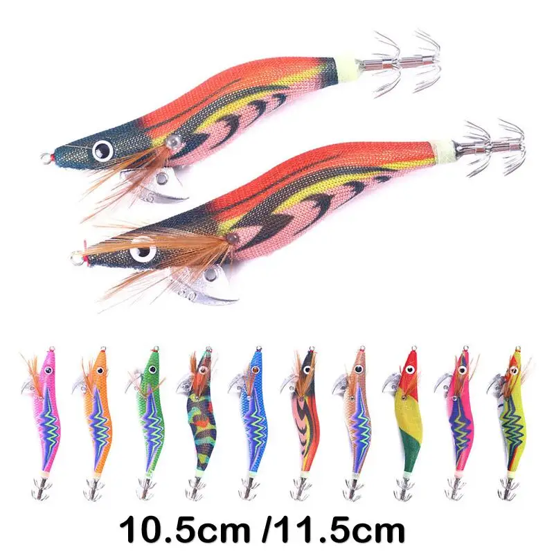 12g/14g Squid Jig Fishing Wood Shrimp Lure Squid Cuttlefish Jigs Lures Spinnerbait Wood Shrimp Hard Bait