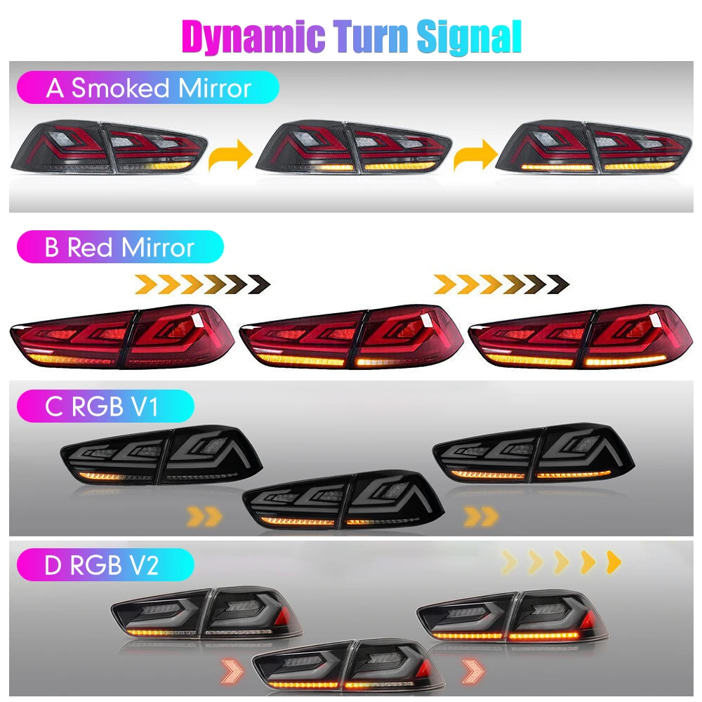 2PCs Car Tail Light Assembly For Mitsubishi Lancer EVO-X 2008-18 Dynamic LED Brake Signal light Car led Tail light Tuning Parts