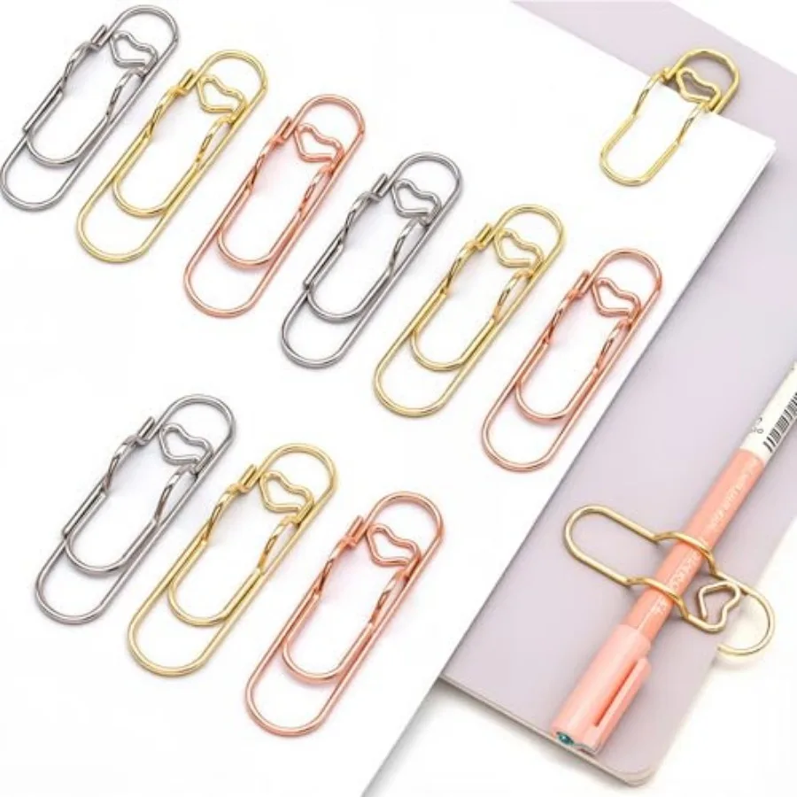 Oversized Heart Paperclip Pen Holder for Notebooks and Journals Premium Metal Large Paper Clip Pen Clips for Notebook, Planner
