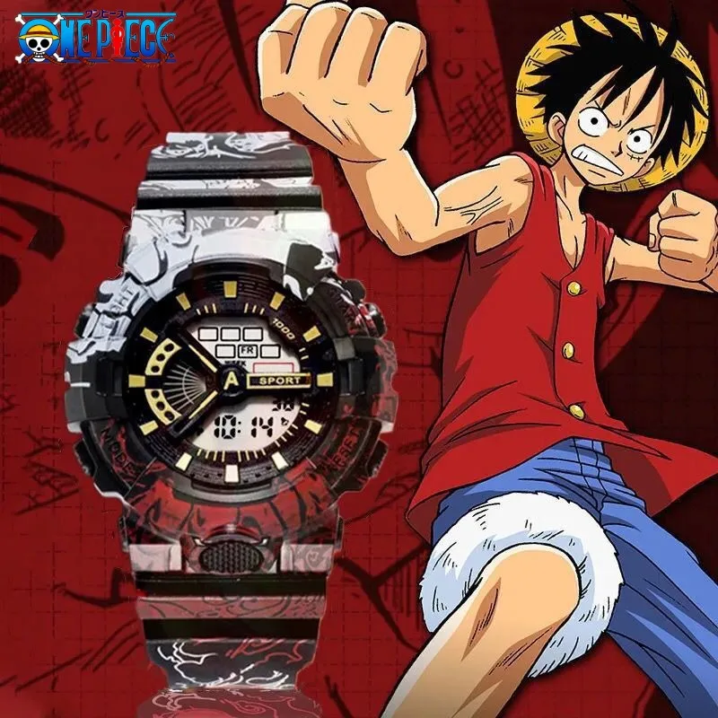 One Piece Anime Luffy Student Waterproof Wrist Watch Boy Girl Fashion Electronic Watch Sports Chronograph Watch Birthday Gifts