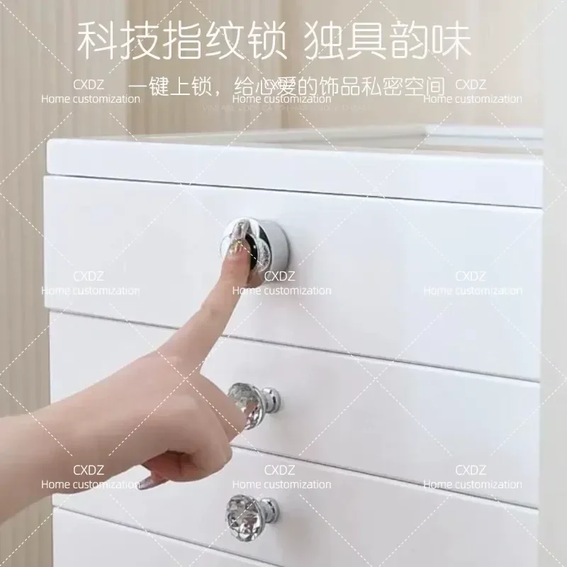 Segofexuan Fingerprint Lock Jewelry Cabinet Floor to Ceiling Wooden Jewelry Box European Style Multi Layer Large Capacity