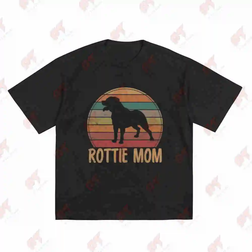 Retro Rottweiler Mom Rottie Mama Dog Lover Short Sleeve Tee 100% Cotton T-Shirt
