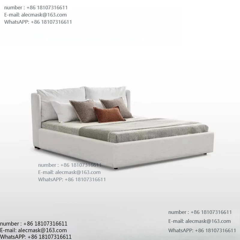 

Modern Villa Hotel Cloth Bed Double Bed Bedroom Furniture Quality Hotel Set White