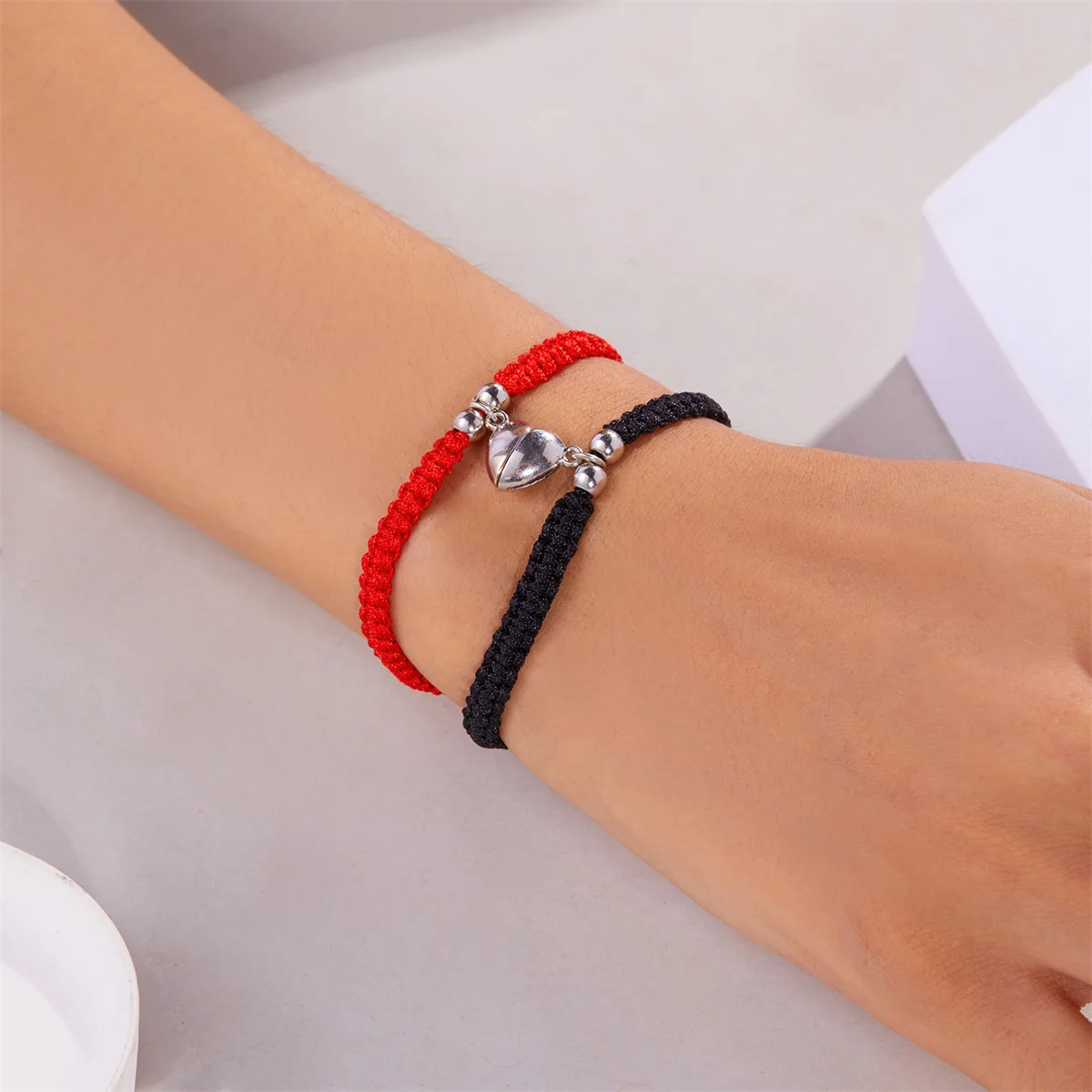 2 Teile/satz Romantische Herz Magnetische Gewinnen Paar Armband Für Frauen Männer Mode Geflochtenen Seil Passenden Armband Freundschaft Schmuck – Detail 24